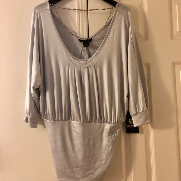 New Rocawear Silk Fashion Chain Top in Silver L - Picture 7 of 9